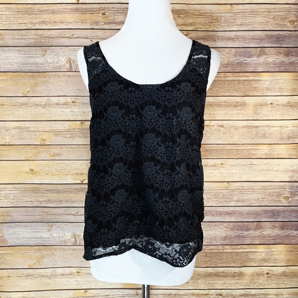 Joie Tops - Soft Joie Black Caviar Toni Lace Tank Top Blouse